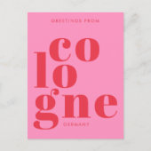 Cologne Köln Germany typography pink red Postcard Postkarte (Vorderseite)