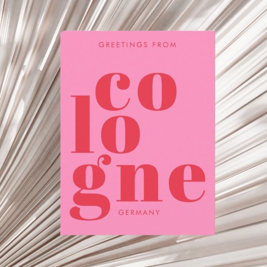Cologne Köln Germany typography pink red Postcard Postkarte