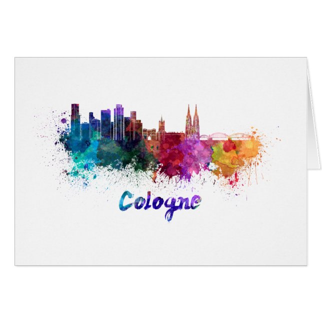 Cologne skyline im Watercolor (Vorderseite (Horizontal))