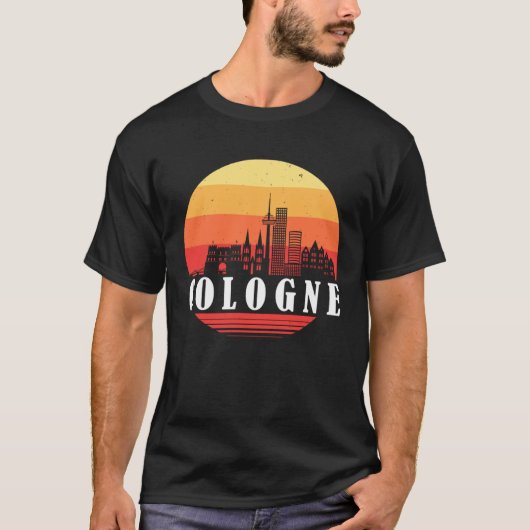 Cologne Skyline in Retro Vintage Style T-Shirt (Vorderseite)