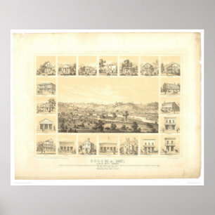 Coloma, panoramische Karte 1857 (0423A) CA Poster