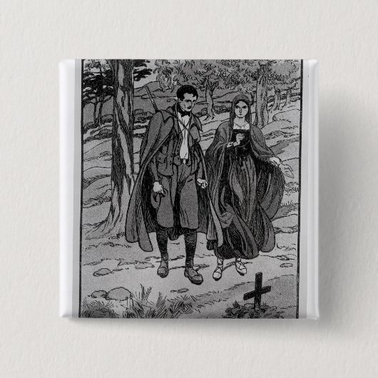 Colomba u. ihr Bruder neben ihrem Vater Button (Vorderseite)