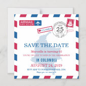 Colombia Airmail Geburtstagsfeier Magneteinladung (Vorderseite)