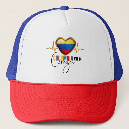 Colombia en mi Corazon Colombian Pride Truckerkappe (Vorderseite)