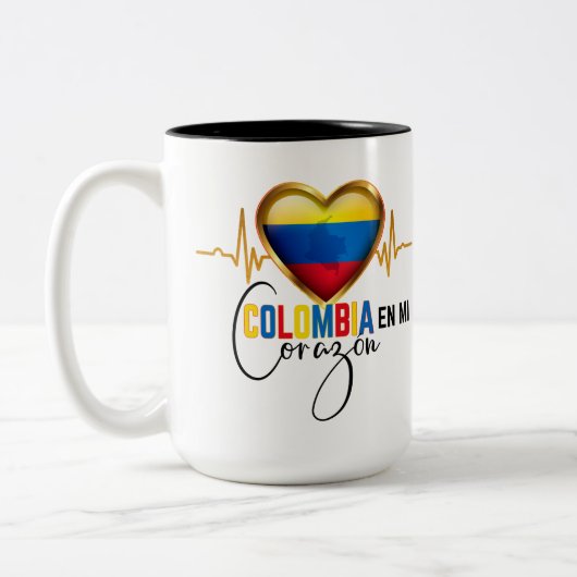 Colombia en mi Corazon Colombian Pride Zweifarbige Tasse (Links)
