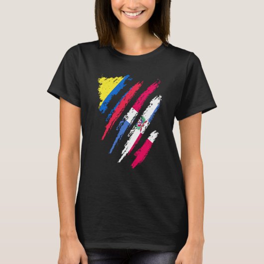 Colombia Flag Dominican Grown Patriot Country Stri T-Shirt (Vorderseite)