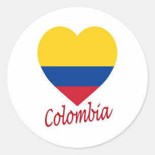 Colombia Flag Heart Runder Aufkleber