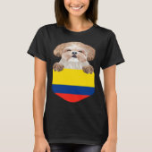 Colombia Flag Shih Tzu Dog In Pocket T-Shirt (Vorderseite)