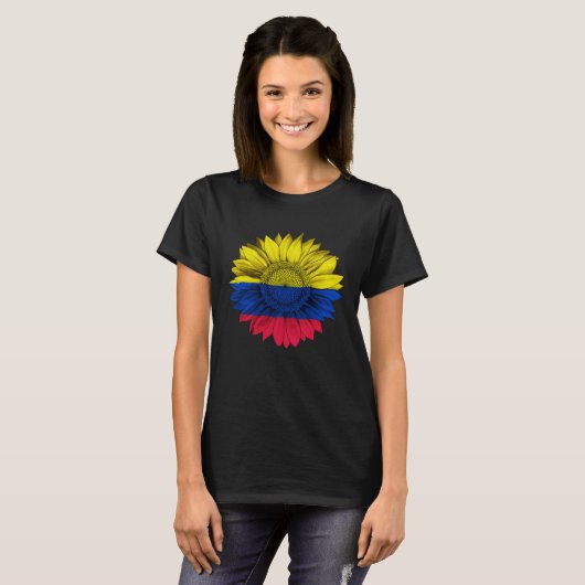Colombia Flag Sunflower Colombian Roots Proud Patr T-Shirt (Vorne ganz)