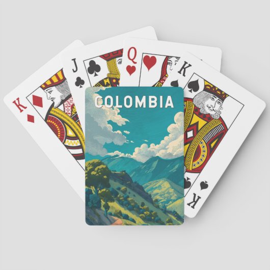 Colombia Illustration Travel Art Vintage Spielkarten (Rückseite)