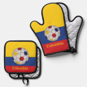 Colombia Soccer Poster Ofenhandschuh & Topflappen-Set (Vorderseite/Rückseite)