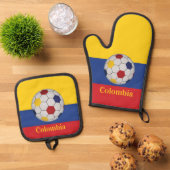 Colombia Soccer Poster Ofenhandschuh & Topflappen-Set (Oben Unten)