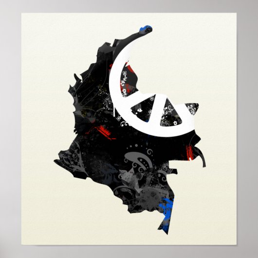 Colombia Trendy Peace Sign mit kolumbianischer Kar Poster (Vorne)