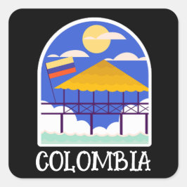 Colombia Vintage Travel Quadratischer Aufkleber