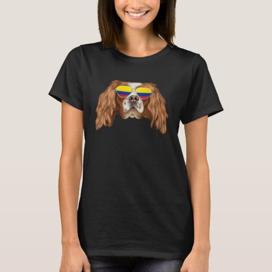 Colombian Flag English Toy Spaniel Dog Colombia Po T-Shirt (Vorderseite)