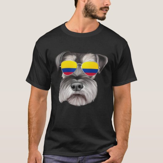 Colombian Flag Miniature Schnauzer Dog Colombia Po T-Shirt (Vorderseite)