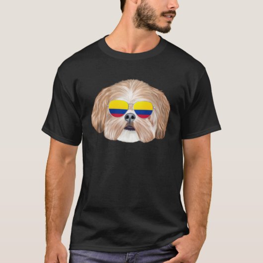 Colombian Flag Shih Tzu Dog Colombia Pocket T-Shirt (Vorderseite)
