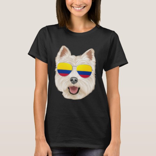 Colombian Flag West Highland White Terrier Dog Poc T-Shirt (Vorderseite)