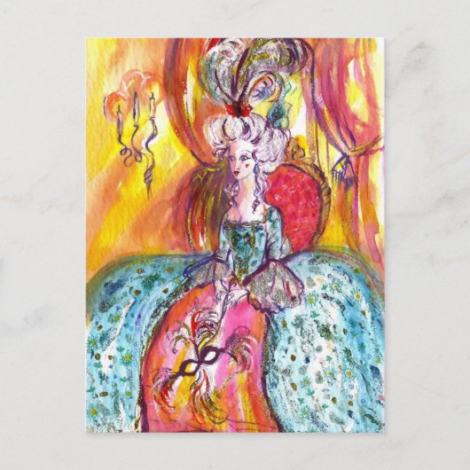 COLOMBINA LADY MIT MASK VENEZIANISCH MASQUERADE POSTKARTE (Vorderseite)