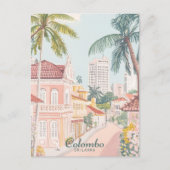 Colombo Sri Lanka Gouache Illustration Travel Postkarte (Vorderseite)
