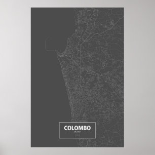 Colombo, Sri Lanka (weiß auf Schwarzem) Poster