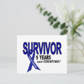 Colon Cancer 5 Year Survivor Postkarte (Stehend Vorderseite)