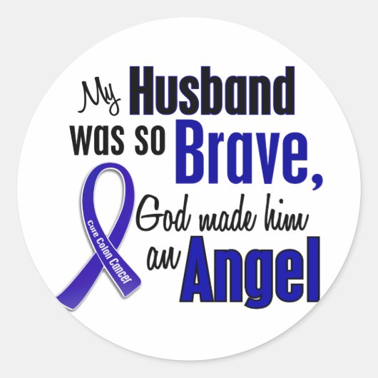 Colon Cancer ANGEL 1 Husband Runder Aufkleber (Vorderseite)