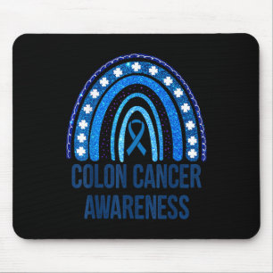 Colon Cancer Awareness Blue Glitzer Rainbow Mental Mousepad