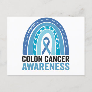 Colon Cancer Awareness Blue Rainbow Gift Postkarte