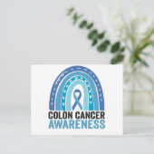 Colon Cancer Awareness Blue Rainbow Gift Postkarte (Stehend Vorderseite)