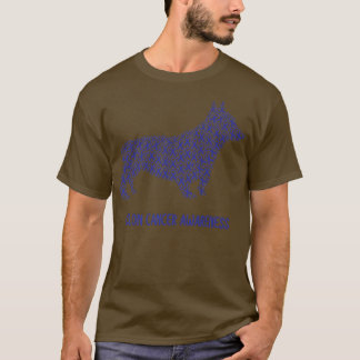 Colon Cancer Awareness Blue Ribbon Survivor Hund W T-Shirt