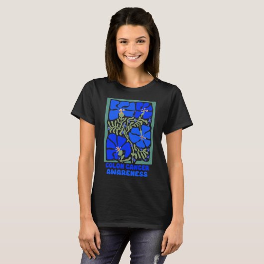 Colon Cancer Awareness Boho Blue Blume T-Shirt (Vorne ganz)