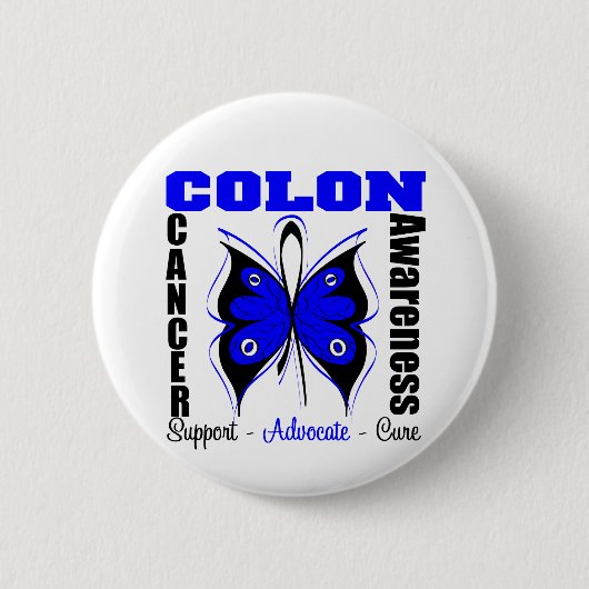 Colon Cancer Awareness Butterfly Button (Vorderseite)