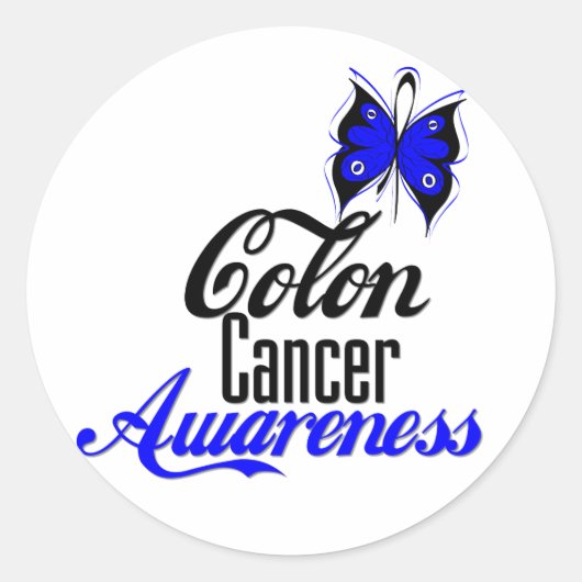 Colon Cancer Awareness Butterfly Runder Aufkleber (Vorderseite)