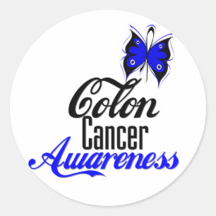 Colon Cancer Awareness Butterfly Runder Aufkleber