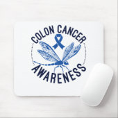 Colon Cancer Awareness Dragonfly Blue Ribbon Mousepad (Mit Mouse)