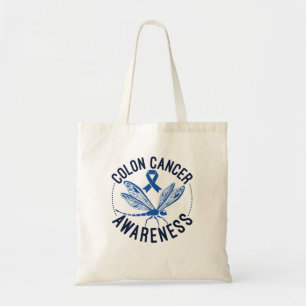 Colon Cancer Awareness Dragonfly Blue Ribbon Tragetasche