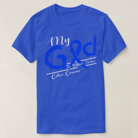 Colon Cancer Awareness Mein Gott ist hier stärker T-Shirt (Design vorne)