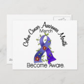 Colon Cancer Awareness Month Blume Band 2 Postkarte (Vorne/Hinten)