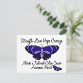 Colon Cancer Awareness Month Butterfly 1,2 Postkarte (Stehend Vorderseite)