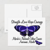 Colon Cancer Awareness Month Butterfly 1,2 Postkarte (Vorne/Hinten)