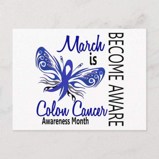 Colon Cancer Awareness Month Butterfly 3.1 Postkarte (Vorderseite)