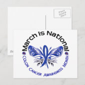 Colon Cancer Awareness Month Butterfly 3.3 Postkarte (Vorne/Hinten)