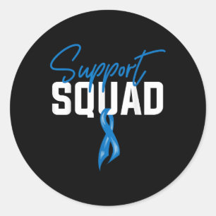Colon Cancer Awareness Support Squad Blue Ribbon Runder Aufkleber