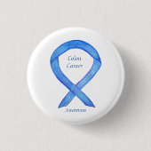 Colon Cancer Blue Awareness Ribbon Custom Art Butt Button (Vorderseite)