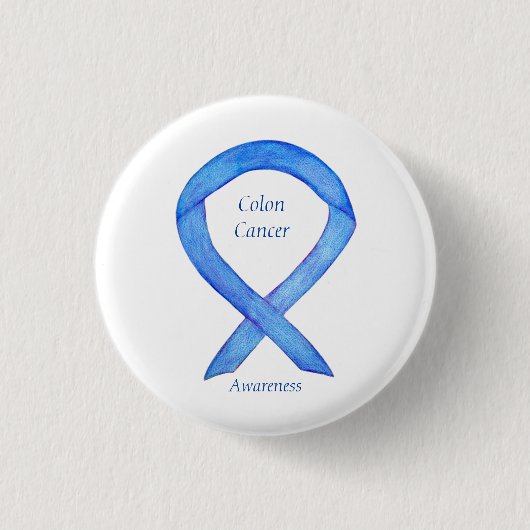 Colon Cancer Blue Awareness Ribbon Custom Art Butt Button (Vorderseite)