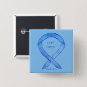 Colon Cancer Blue Awareness Ribbon Custom Art Butt Button (Vorne & Hinten)