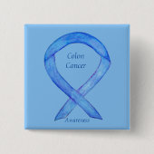 Colon Cancer Blue Awareness Ribbon Custom Art Butt Button (Vorderseite)
