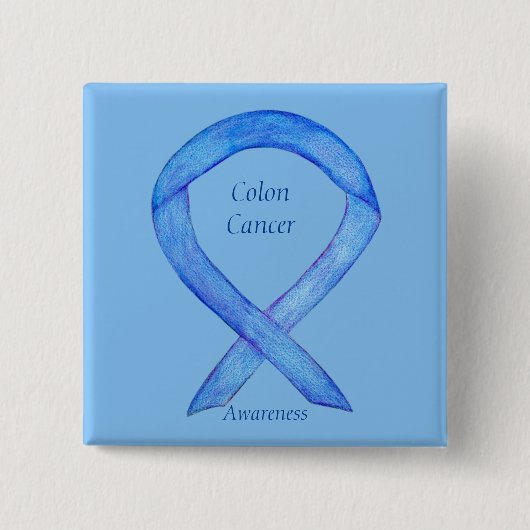 Colon Cancer Blue Awareness Ribbon Custom Art Butt Button (Vorderseite)