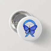 Colon Cancer Blue Awareness Ribbon Custom Art Butt Button (Vorne & Hinten)